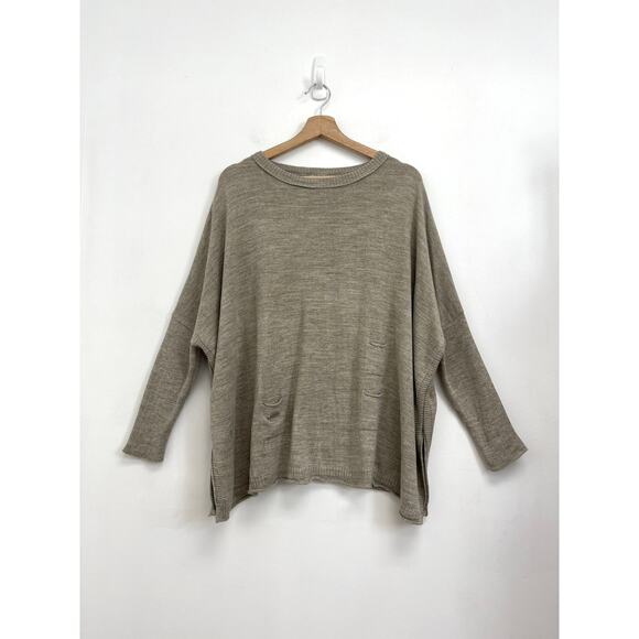 MERSEA Catalina Boxy Oversized Side Vents Neutral Lagenlook Driftwood Sweater OS - Picture 3 of 14